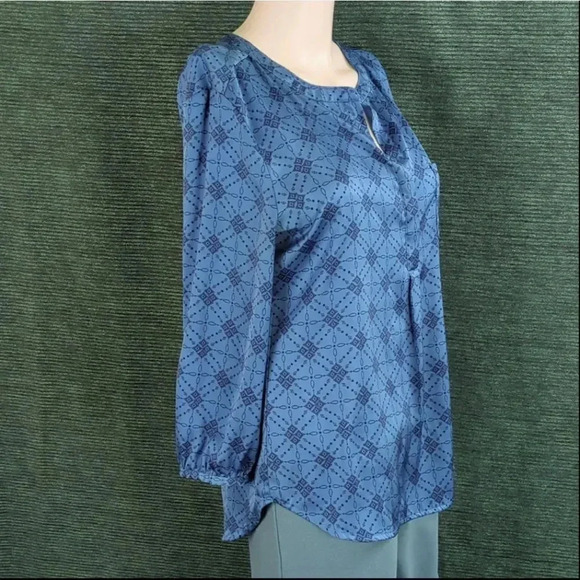 For Kitty Rescue! Liz Claiborne Blouse Geometric Pattern - Picture 8 of 10
